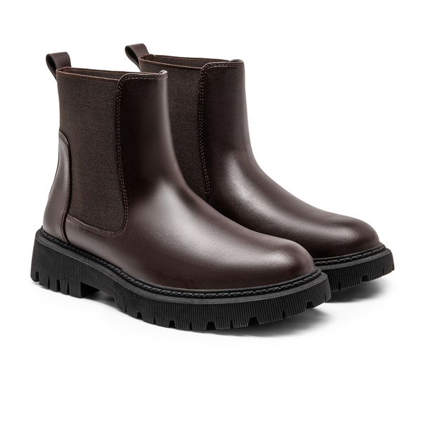 Men's Pull On Chelsea Boots - DARK BROWN-1 - 2