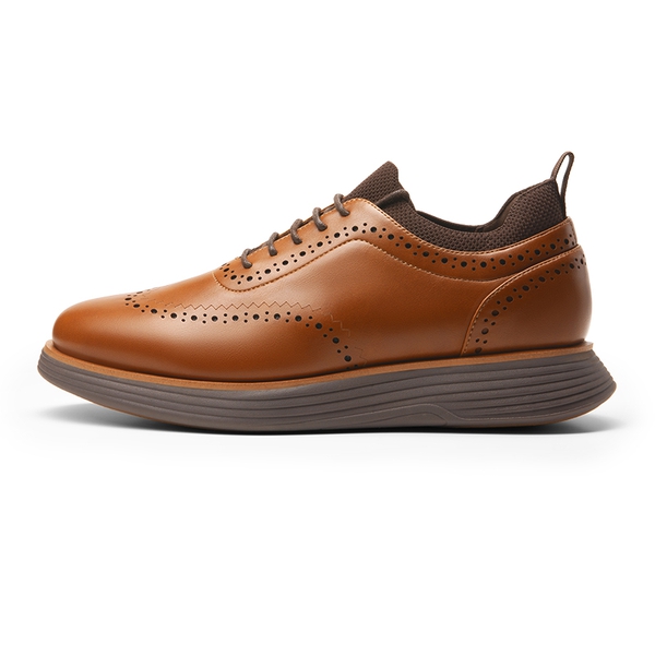[MaxFlex SuiteCraft] Men's Casual Wingtip Dress Sneakers - LIGHT BROWN/COFFEE - 1
