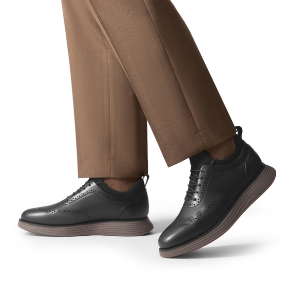 [MaxFlex SuiteCraft] Men's Casual Wingtip Dress Sneakers - BLACK/COFFEE - 5