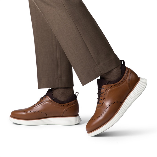 [MaxFlex SuiteCraft] Men's Casual Wingtip Dress Sneakers - LIGHT BROWN-PU - 6