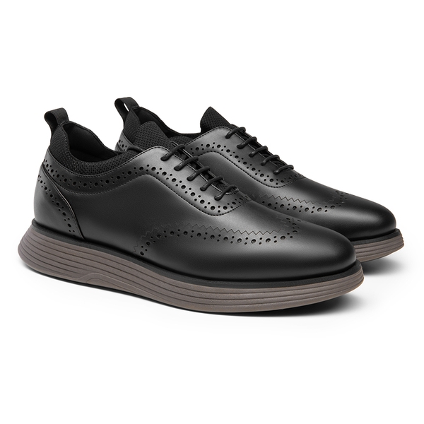 [MaxFlex SuiteCraft] Men's Casual Wingtip Dress Sneakers - BLACK/COFFEE - 2
