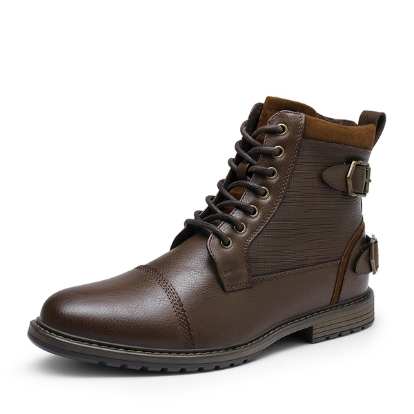 Men's Fur-Lined Oxford Dress Boots - BROWN -  0