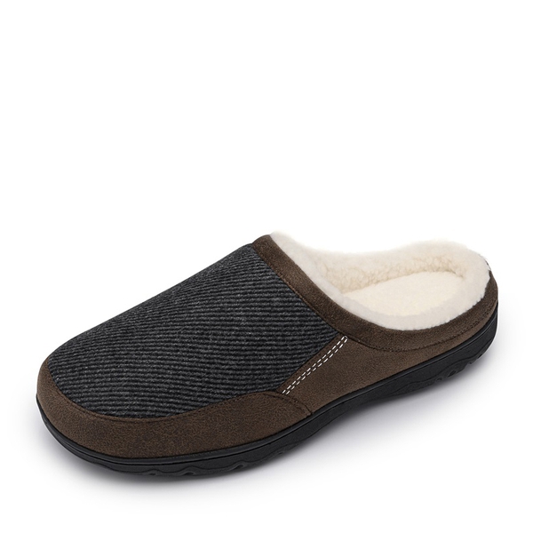 Men's Warm Fuzzy House Slippers - BROWN/GREY -  0