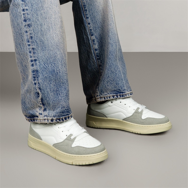 Men's Low-Top Fashion Sneakers - WHITE/GREY/BLACK - 6