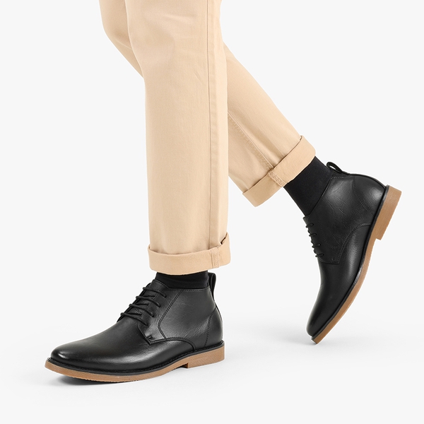Men's Vegan Leather Dress Chukka Boots - BLACK - 7