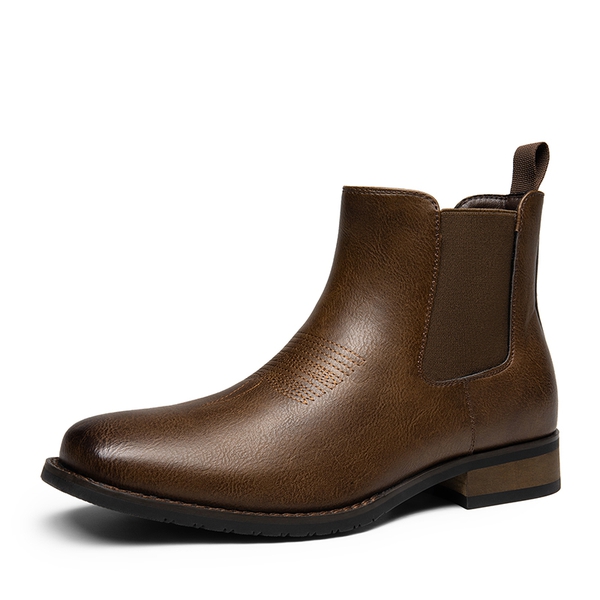 Men's Pull On Chelsea Boots - BROWN-PU -  0