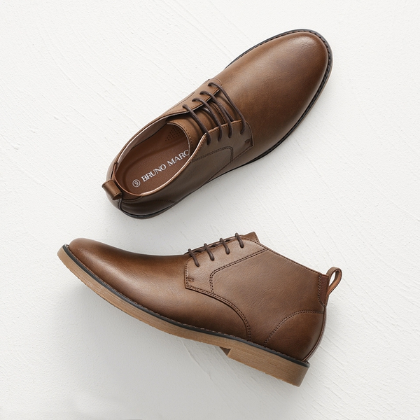 Men's Vegan Leather Dress Chukka Boots - BROWN - 5