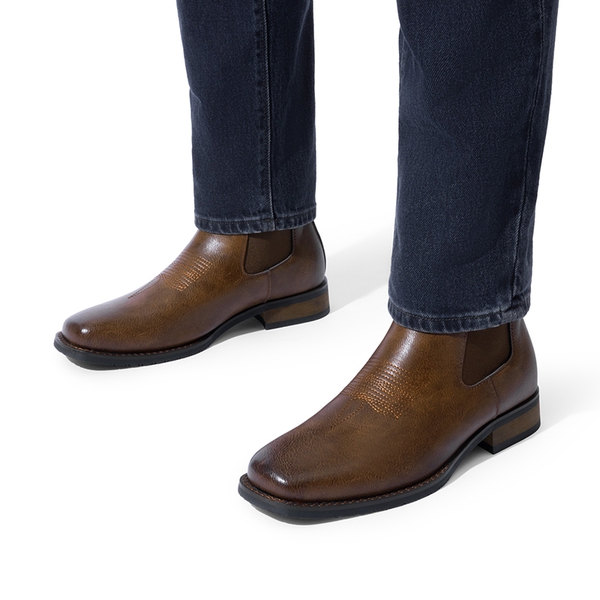 Men's Pull On Chelsea Boots - BROWN-PU - 5