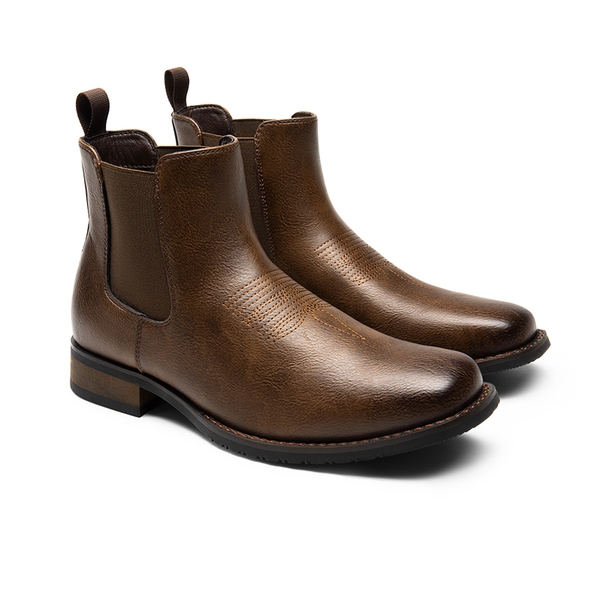 Men's Pull On Chelsea Boots - BROWN-PU - 2