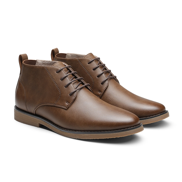 Men's Vegan Leather Dress Chukka Boots - BROWN - 2