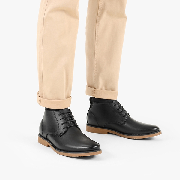 Men's Vegan Leather Dress Chukka Boots - BLACK - 6