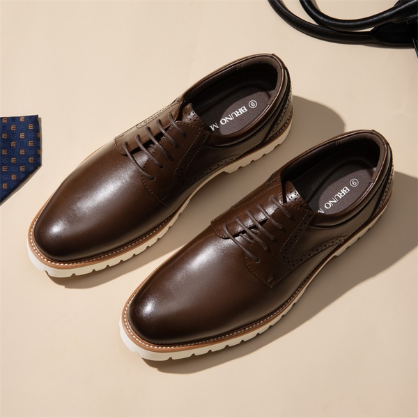Men's Non-Slip Oxford Derby Shoes - DARK BROWN - 4