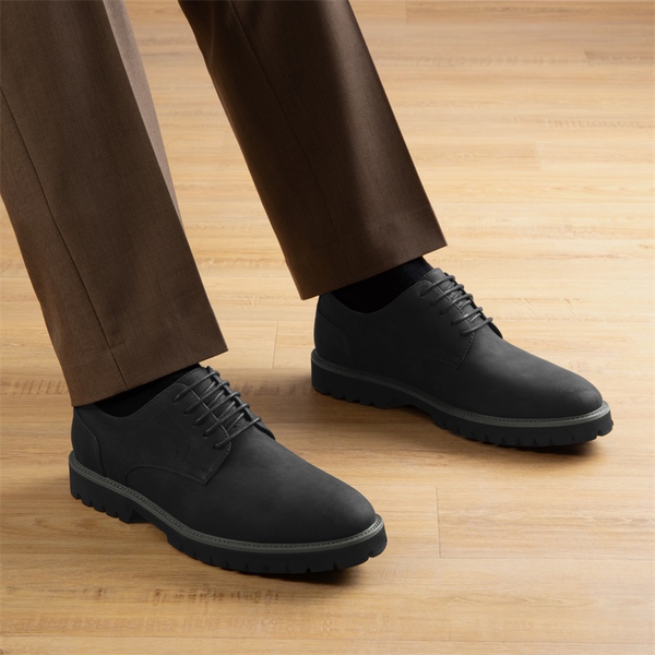 Men's Smart Suede Oxford Shoes - BLACK - 6