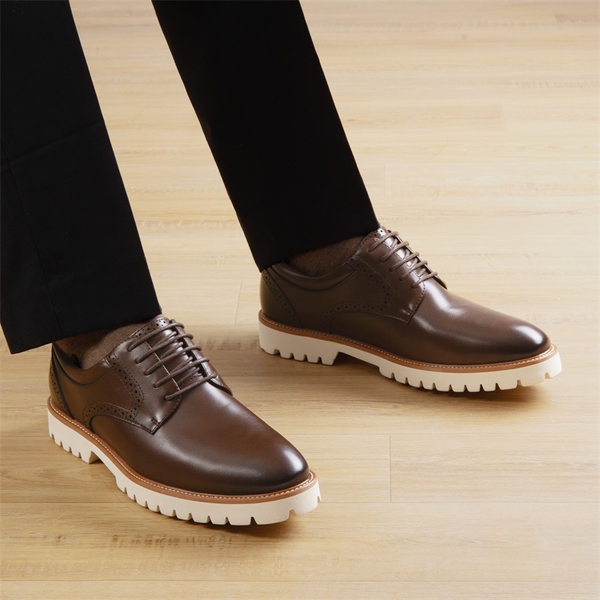 Men's Non-Slip Oxford Derby Shoes - DARK BROWN - 5