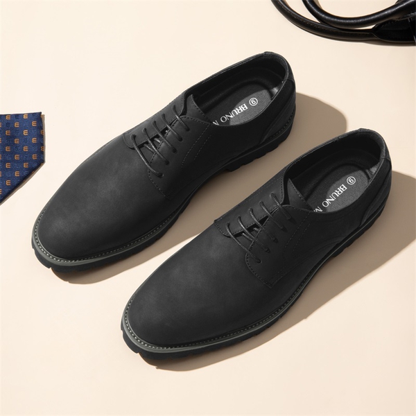 Men's Smart Suede Oxford Shoes - BLACK - 5