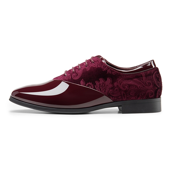 Men's Fashion Tuxedo Oxford Shoes - DARK RED - 1