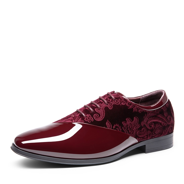 Men's Fashion Tuxedo Oxford Shoes - DARK RED -  0