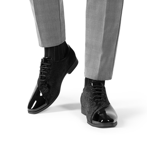 Men's Fashion Tuxedo Oxford Shoes - BLACK - 5