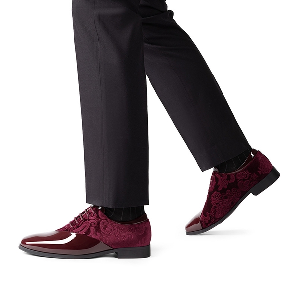 Men's Fashion Tuxedo Oxford Shoes - DARK RED - 6
