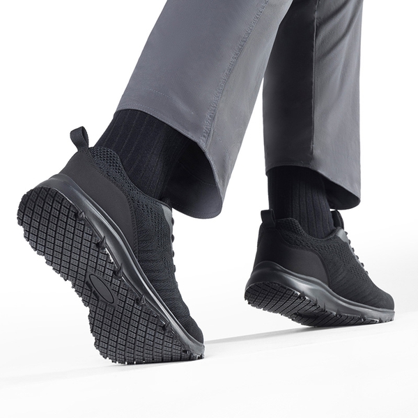 Men's Comfortable Knit Work Sneakers - BLACK - 6