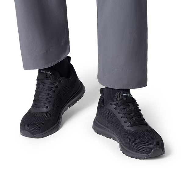 Men's Comfortable Knit Work Sneakers - BLACK - 5