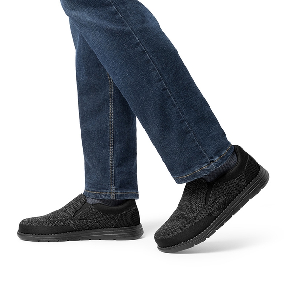 Men's Casual Slip-On Knit Loafers - BLACK - 6
