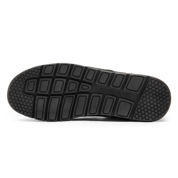 Men's Casual Slip-On Knit Loafers - BLACK - 3