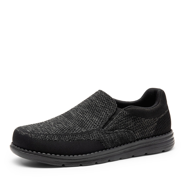 Men's Casual Slip-On Knit Loafers - BLACK -  0