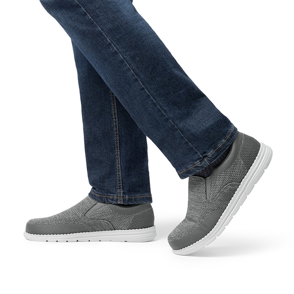 Men's Casual Slip-On Knit Loafers - DARK GREY - 6