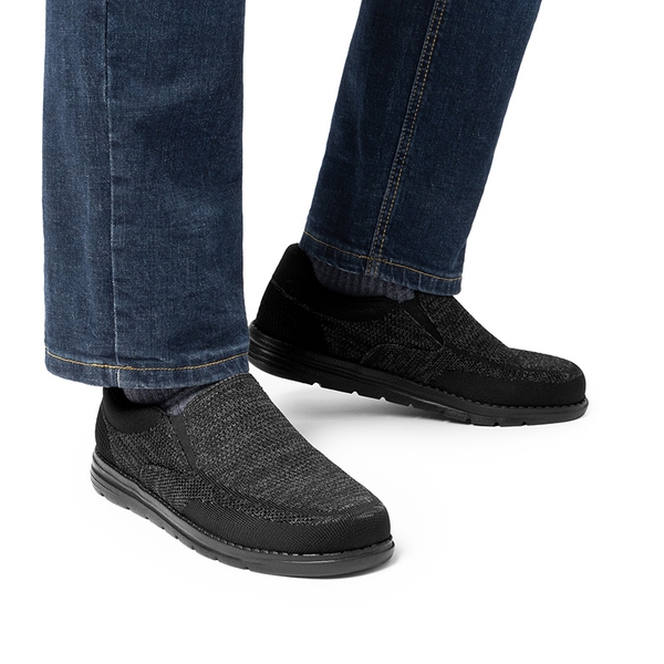 Men's Casual Slip-On Knit Loafers - BLACK - 5
