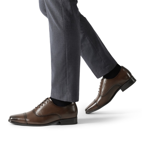 Men's Brogue Oxford Formal Shoes - DARK BROWN - 5