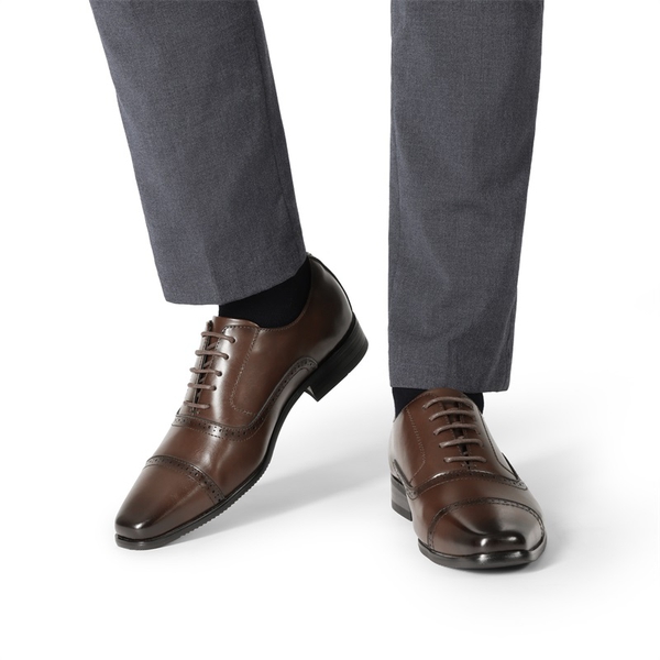 Men's Brogue Oxford Formal Shoes - DARK BROWN - 6