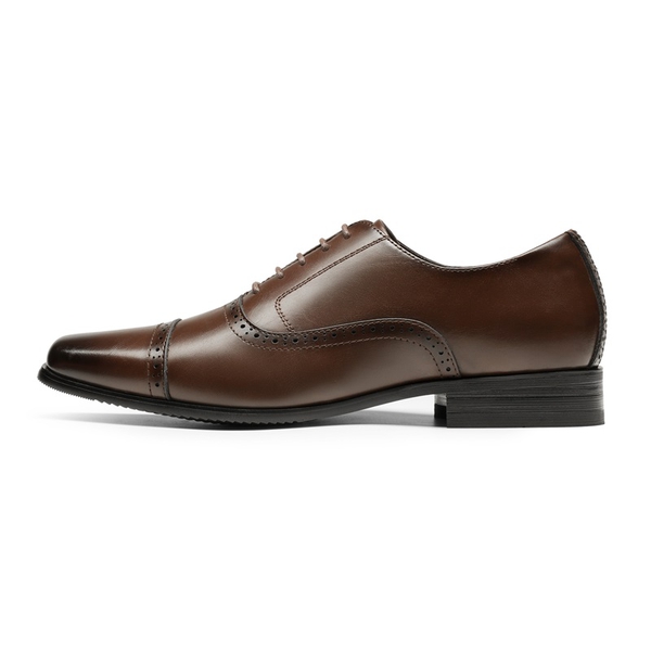 Men's Brogue Oxford Formal Shoes - DARK BROWN - 1