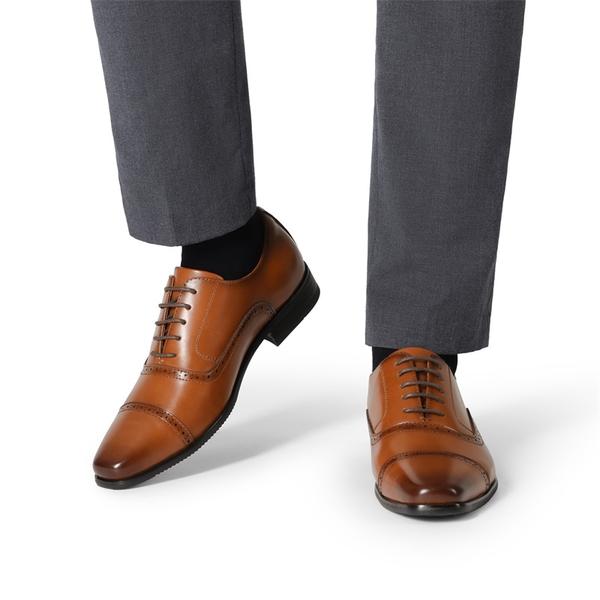 Men's Brogue Oxford Formal Shoes - BROWN - 6