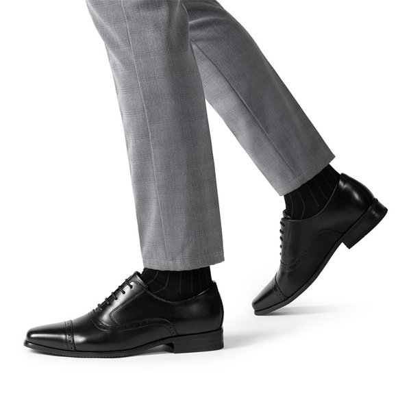 Men's Brogue Oxford Formal Shoes - BLACK - 5