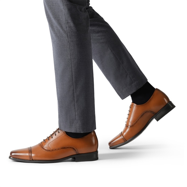 Men's Brogue Oxford Formal Shoes - BROWN - 5