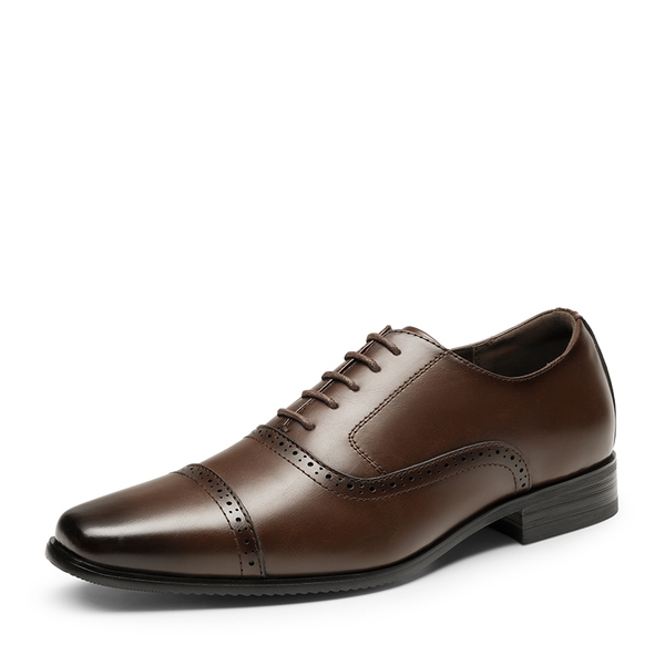 Men's Brogue Oxford Formal Shoes - DARK BROWN -  0