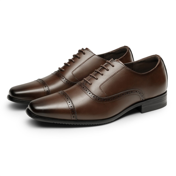 Men's Brogue Oxford Formal Shoes - DARK BROWN - 2