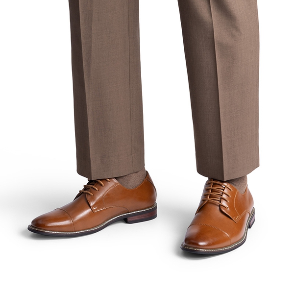 Men's Cap-Toe Oxford Formal Shoes - BROWN - 6