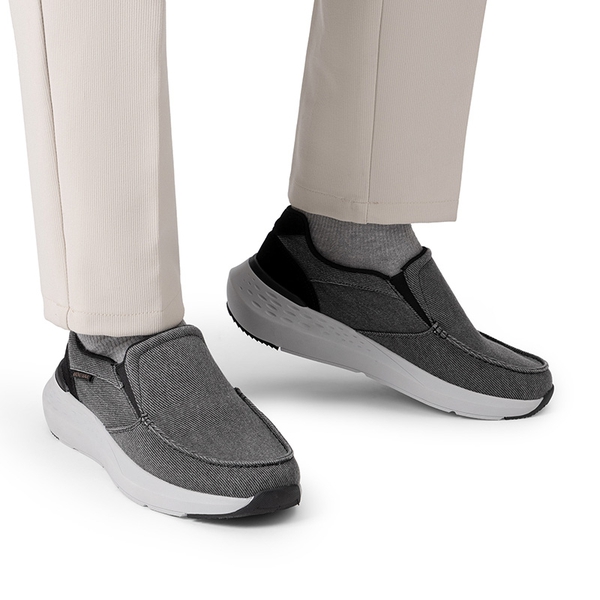 Men's Slip-On Canvas Loafers - DARK GREY - 5