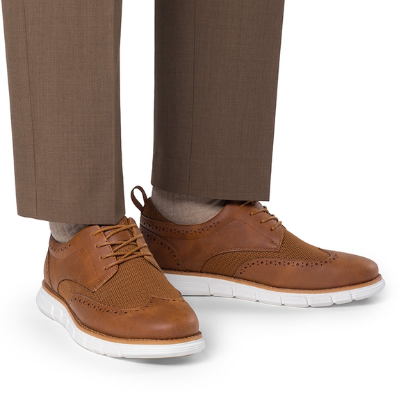 Men's Smart Casual Wingtip Shoes - BROWN - 5