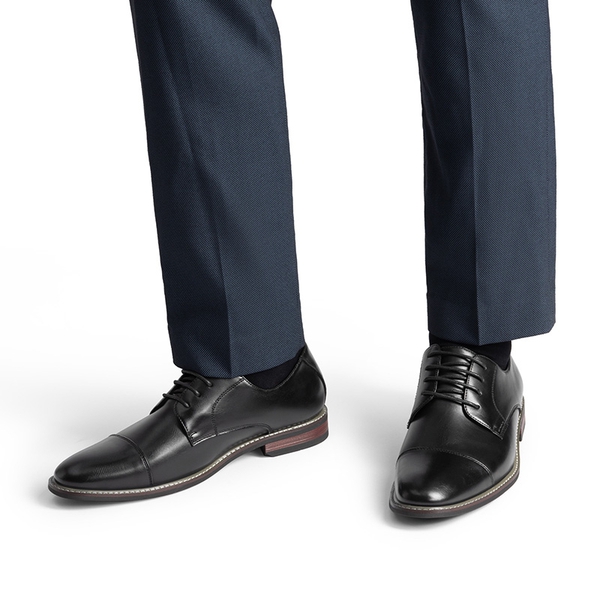 Men's Cap-Toe Oxford Formal Shoes - BLACK - 6