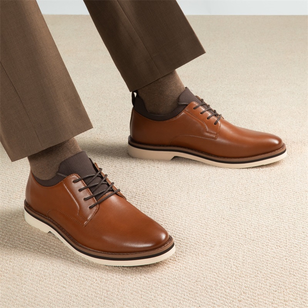 Men's Business Casual Derby Shoes - BROWN - 5