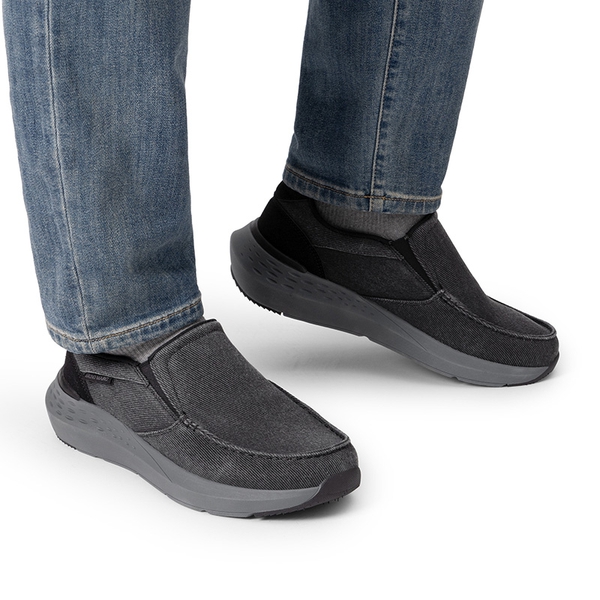 Men's Slip-On Canvas Loafers - BLACK - 5