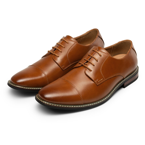 Men's Cap-Toe Oxford Formal Shoes - BROWN - 2