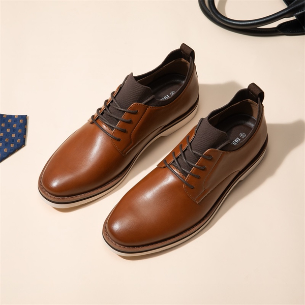 Men's Business Casual Derby Shoes - BROWN - 6