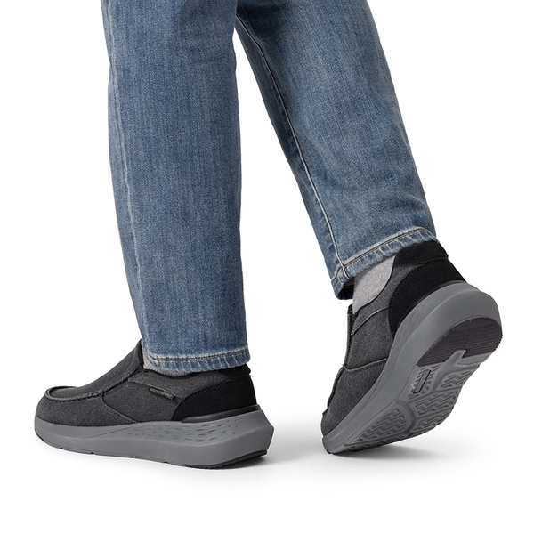 Men's Slip-On Canvas Loafers - BLACK - 7