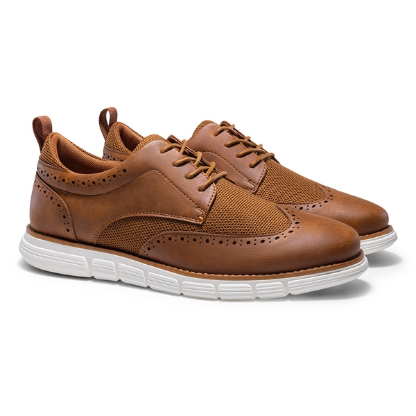 Men's Smart Casual Wingtip Shoes - BROWN - 2