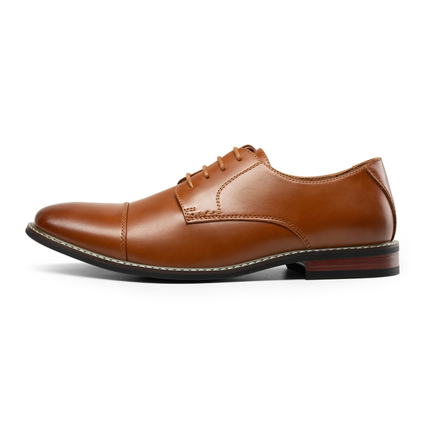Men's Cap-Toe Oxford Formal Shoes - BROWN - 1