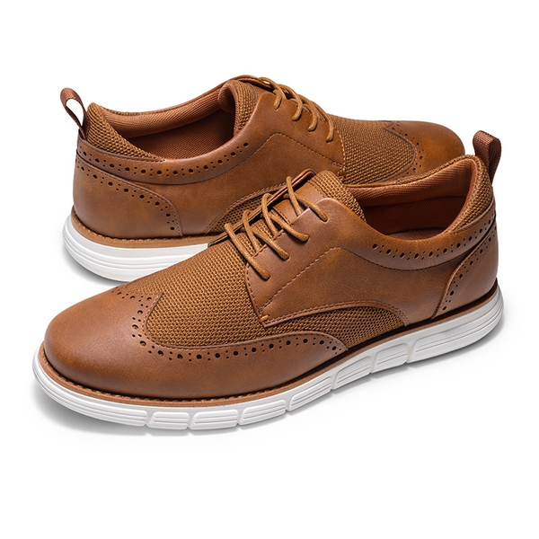 Men's Smart Casual Wingtip Shoes - BROWN - 1